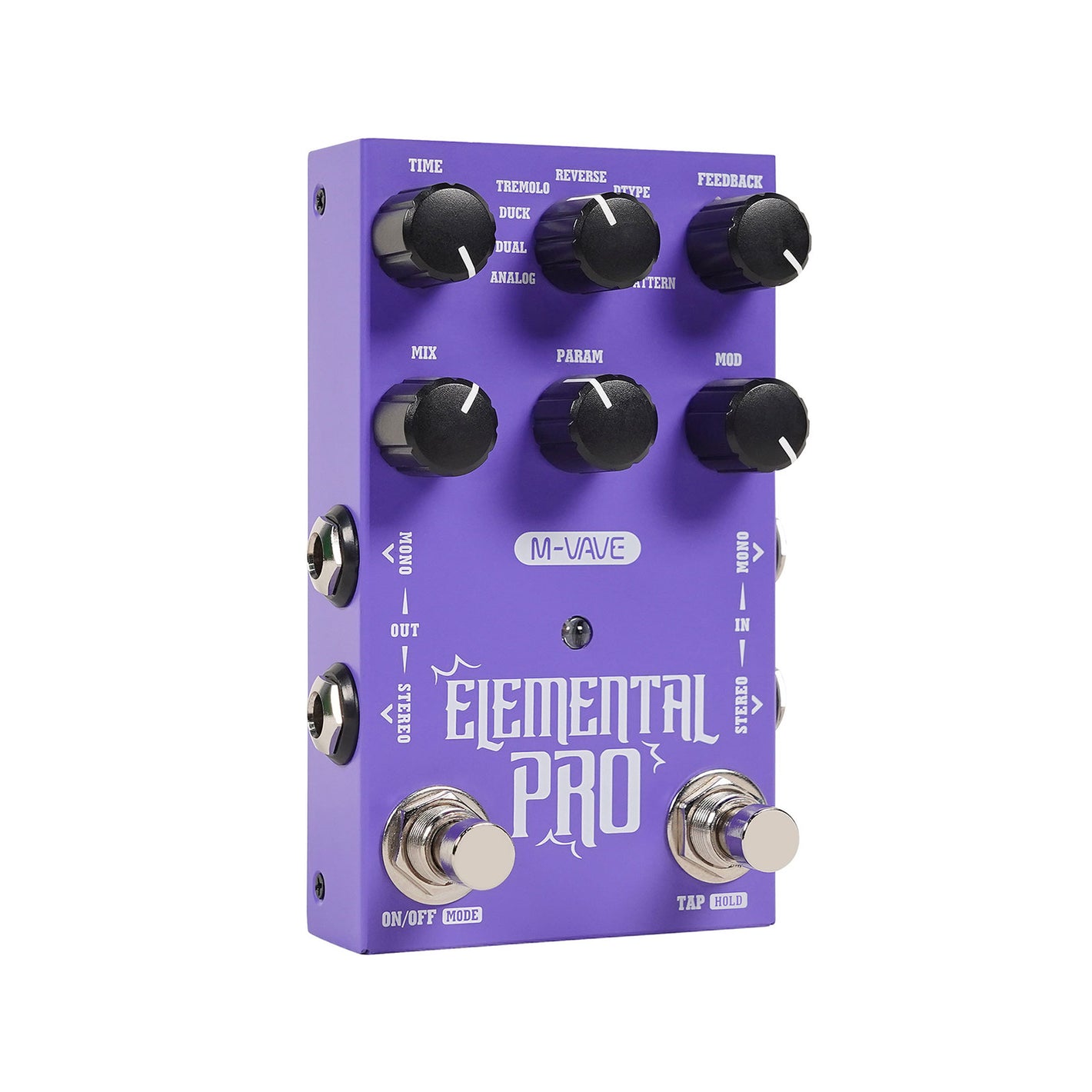 M-VAVE ELEMENTAL PRO Stereo Digital Modeling Delay Effect Pedal Dual Channel Guitar Effects Pedal