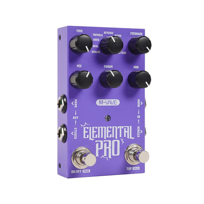 M-VAVE ELEMENTAL PRO Stereo Digital Modeling Delay Effect Pedal Dual Channel Guitar Effects Pedal