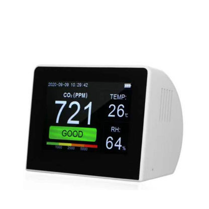 K6-E 5-In-1 CO2 Monitor Indoor Air Quality Detector Temperature Humidity Meter with Black Screen