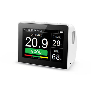 K6-O2 Oxygen Detector Portable O2 Gas Monitor Temp Humidity Sensor with 3.5" TFT Color Screen