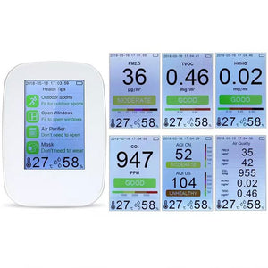 D9-H Air Quality Monitor PM2.5 Detector Temperature Humidity Meter TVOC HCHO CO2 Sensor 3000mAh Battery