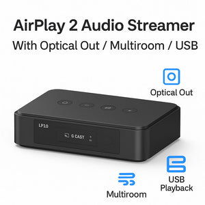 Arylic LP10 2.4GHz/5GHz Wireless Music Streamer with 0.91-Inch OLED Display Support for Google Cast