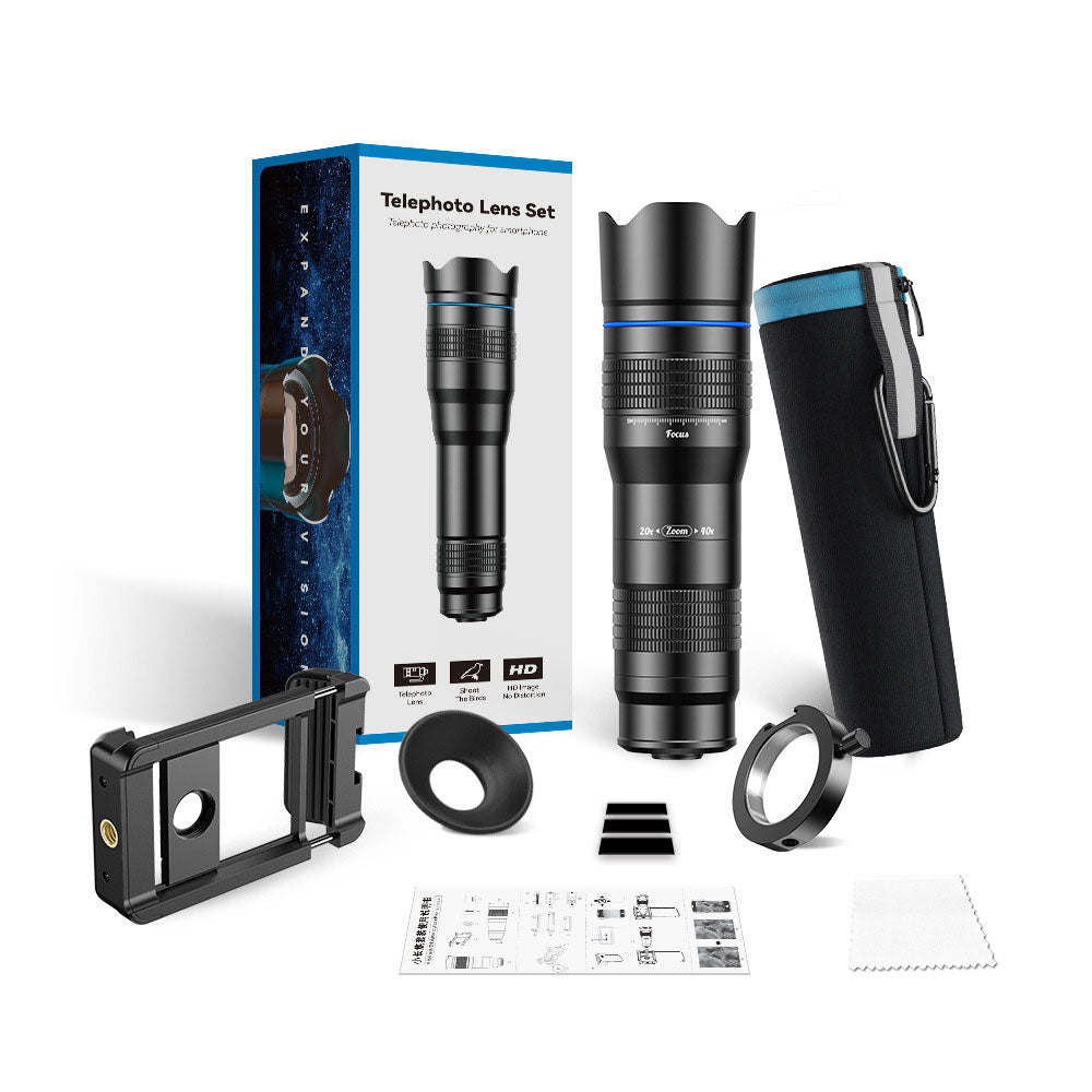 APEXEL APL-20-40X Portable Telephoto Lens Kit Full Metal HD 20-40X Zoom Lens for Cellphone Photography