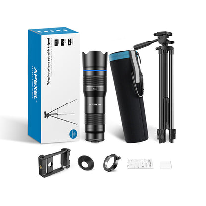 APEXEL APL-20-40XCR50 Portable Telephoto Lens Kit Full Metal HD 20-40X Zoom Lens with Tripod for Cellphone Photography