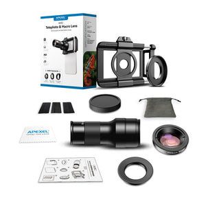 APEXEL APL-TM6 Telephoto Macro 2-IN-1 HD Mobile Phone Lens 6X Telescope Monocular Lens Suitable for 37MM Filters