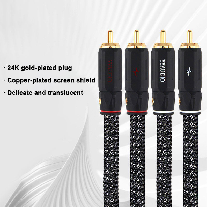 2PCS YYAUDIO 0.5-5m RCA Cable Single Crystal Copper & Silver-Plated Single Crystal Copper Cores for HiFi Amp Speaker