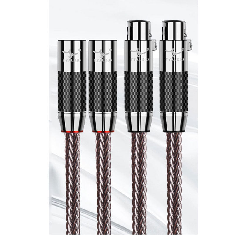 2PCS YYAUDIO 0.5-5m XLR Microphone Cable Male to Female Single Crystal Copper Pure Silver HiFi