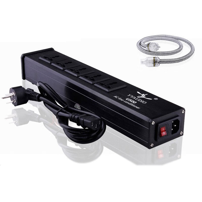 YYAUDIO U500 Single Row HiFi AC Power Conditioner EMI Power Filter with 1.5m Power Cable