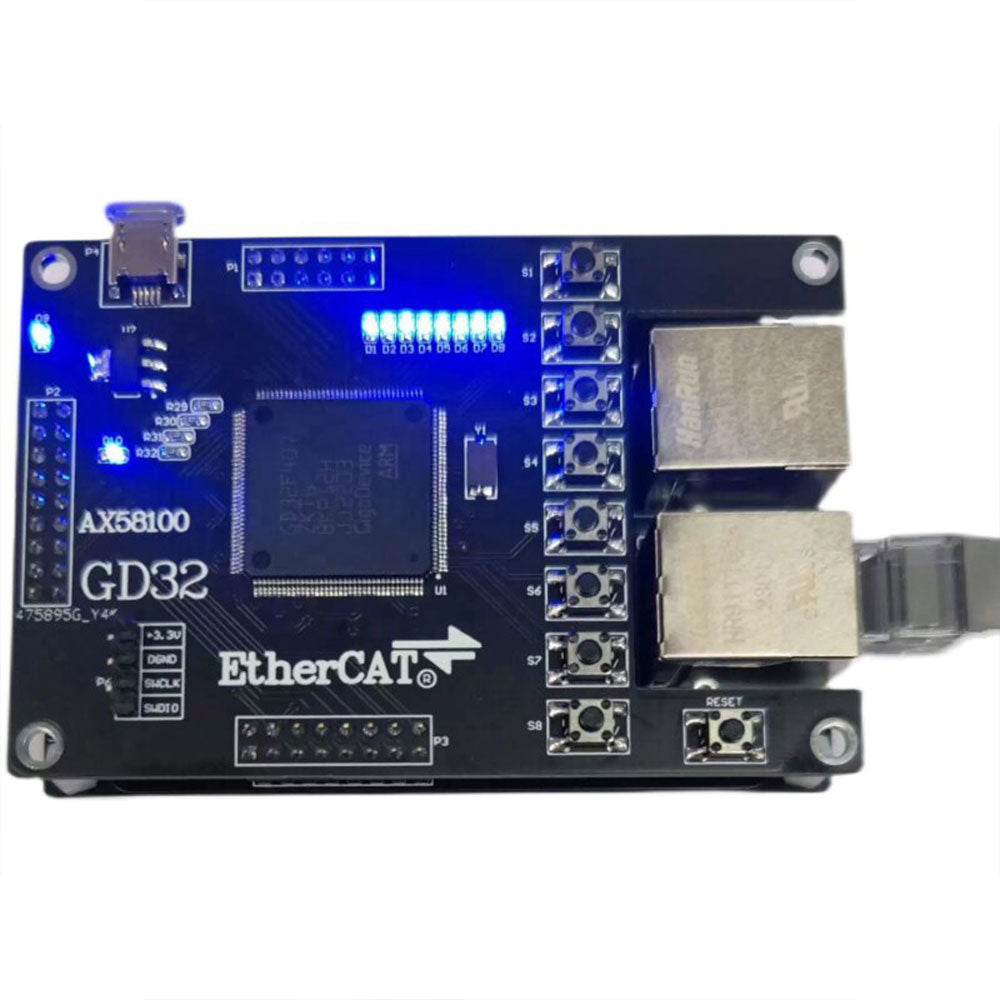 AX58100 EtherCAT Slave Development Board with GD32F470/GD32F407 MCU 16IO CiA402 Motion Control Support