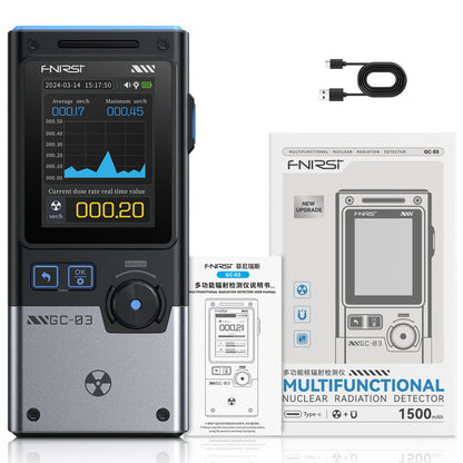 FNIRSI GC-03 3-IN-1 Electromagnetic Nuclear Radiation Detector Triple Alarm&Record with 2.4-Inch Color Screen