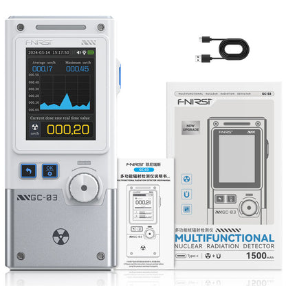 FNIRSI GC-03 3-IN-1 Electromagnetic Nuclear Radiation Detector Triple Alarm&Record with 2.4-Inch Color Screen