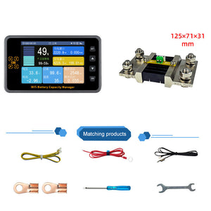 WFC8100 8-120V WiFi Remote Control Coulomb Meter Battery Capacity Tester 0-650A with 3.5-Inch Color Screen & Relay Control Option