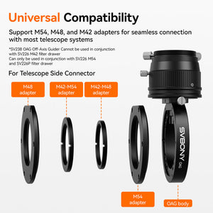 SVBONY SV238 Astronomy Off-Axis Guider Dual Helical Focuser OAG Support M54/M48/M42 Interfaces