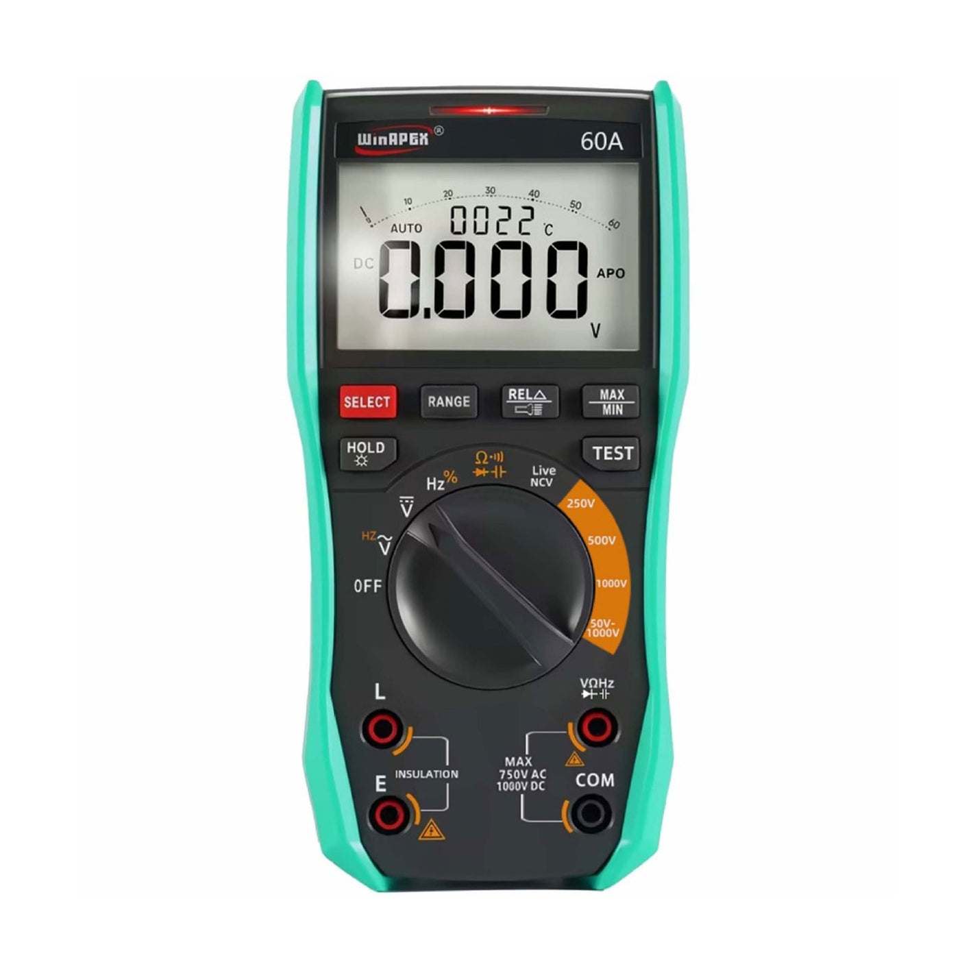 WINAPEX 60A 2‑in‑1 Digital Megohmmeter Multimeter 1000V Insulation Resistance Tester with Sleeve