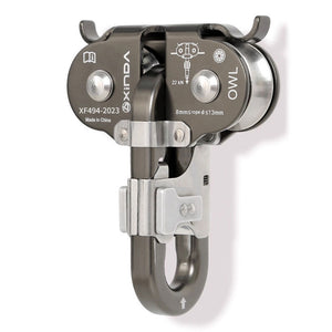 XINDA H-9751 OWL Pulley Outdoor Rock Climbing Twin Pulley 22KN Aluminum + Stainless Steel Crossing Zip-line Double Pulley