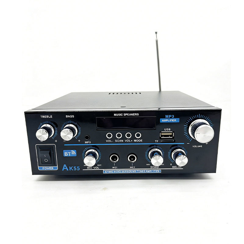 AK-55 70Wx2 Digital Power Amplifier Bluetooth5.0 2-Channel HiFi Stereo Amplifier Support USB/SD Card Input