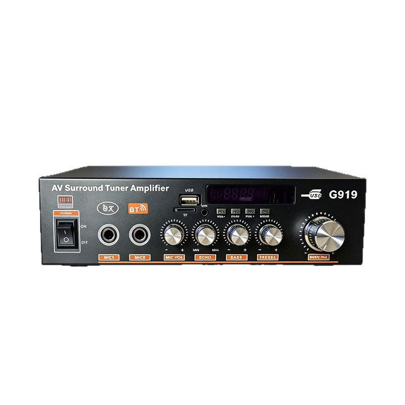 G919 Bluetooth 60W High Power Digital Power Amplifier HiFi Stereo AV Surround Tuner Amplifier AC220V/DC12V