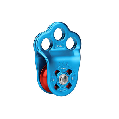 Portable 30KN 7075 Aluminum Alloy Single Pulley Built-in Ball Bearing 3-Hole Outdoor Rock Climbing Pulley