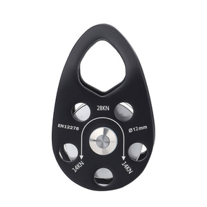 Aluminum Alloy Side Swing Single Pulley 28KN Lightweight Rock Climbing Pulley for 13MM Ropes