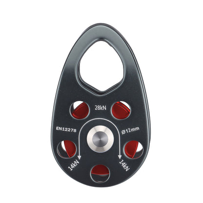 Aluminum Alloy Side Swing Single Pulley 28KN Lightweight Rock Climbing Pulley for 13MM Ropes