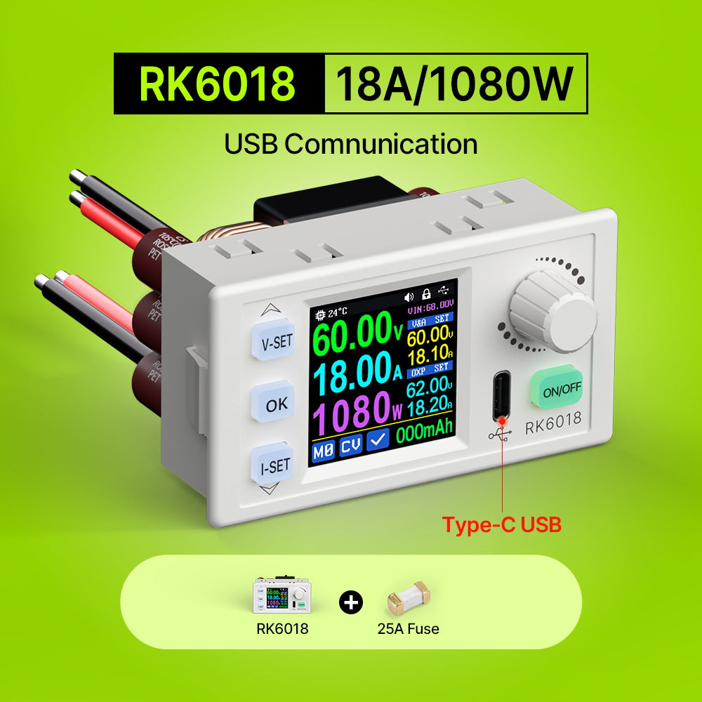 RK6018 1080W High Power Buck DC Power Supply 60V 18A Step-down DC-DC Converter with 1.54-Inch Display