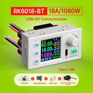 RK6018 1080W High Power Buck DC Power Supply 60V 18A Step-down DC-DC Converter with 1.54-Inch Display