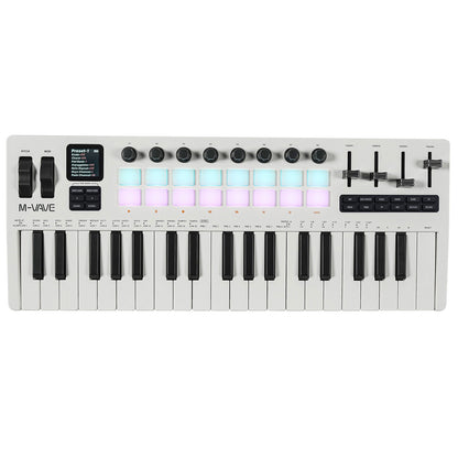M-VAVE SMK-37 PRO Portable 37-Key MIDI Keyboard Built-in FM Synthesizer with 16 RGB Back-lit Pads