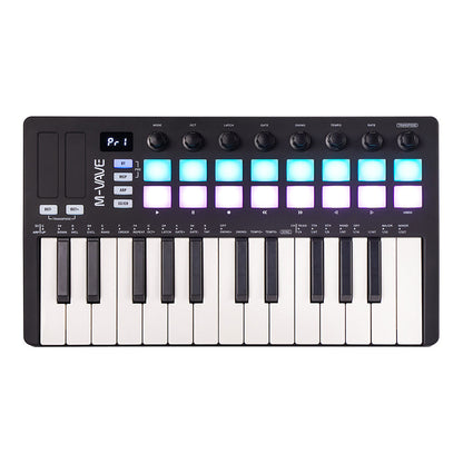 M-VAVE SMK-25 II Portable 25-Key Audio MIDI Keyboard 16 RGB Back-lit Pads Support for Windows/Mac/iOS/Android