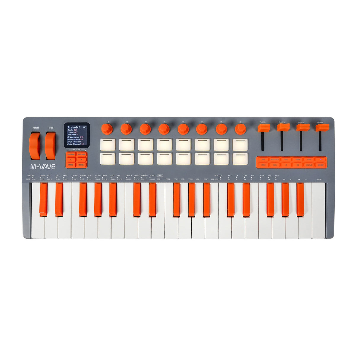M-VAVE SMK-37 Elite 37-Key Velocity-Sensitive MIDI Keyboard Built-in Synthesizer Portable MIDI Controller