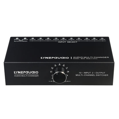 LYNEPAUAIO B002 RCA Audio Switcher 10 Input 2 Output Stereo Signal Selector Passive Lossless