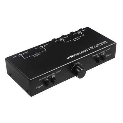 LYNEPAUAIO B083 2 In 2 Out Fully Balanced Audio Switcher XLR Stereo Selector with Volume Control