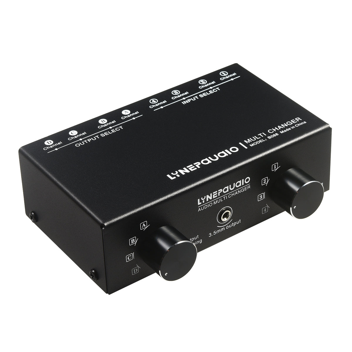 LYNEPAUAIO B088 4 In 4 Out RCA Audio Switcher Headphone Speaker Selector Non-Synchronized Output
