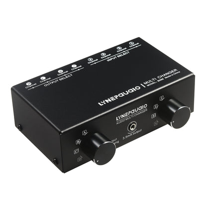 LYNEPAUAIO B088 4 In 4 Out RCA Audio Switcher Headphone Speaker Selector Non-Synchronized Output