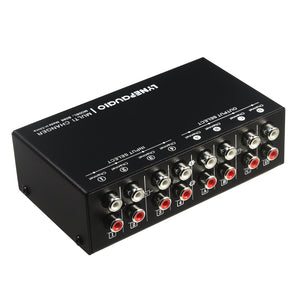 LYNEPAUAIO B088 4 In 4 Out RCA Audio Switcher Headphone Speaker Selector Non-Synchronized Output