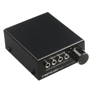 LYNEPAUAIO B003 4 In 4 Out Mini Audio Switcher 3.5mm Headphone Speaker Selector Synchronized Output