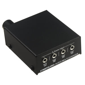 LYNEPAUAIO B003 4 In 4 Out Mini Audio Switcher 3.5mm Headphone Speaker Selector Synchronized Output