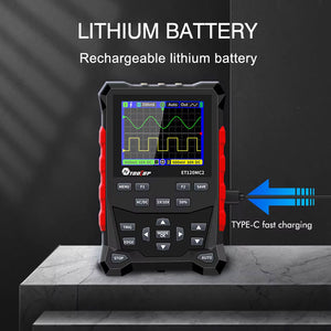TOOLTOP ET120MC2 120MHz 500MS/s 2-Channel 2-IN-1 Handheld Auto Oscilloscope Portable Signal Generator