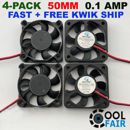 4 Pcs 12V Cooling Fan Brushless DC Cooler Fan Printer 5010 2-Pin 50x50x10mm