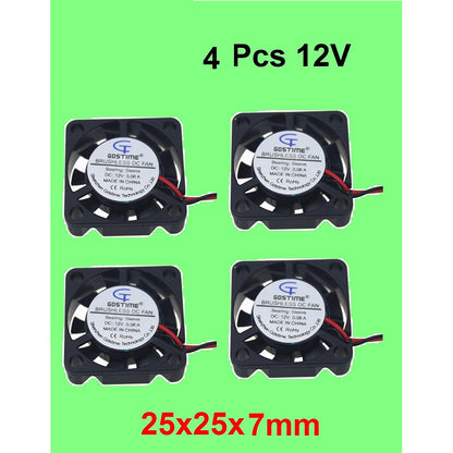 4 Pcs 5V Cooling Fan Brushless DC Cooler Fan Printer 2-Pin 25x25x7mm