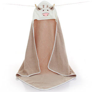 Baby Hooded Bath Towel Cotton Baby Hooded Towel Cape Towel Soft Cartoon Wrap Blanket 90x90cm