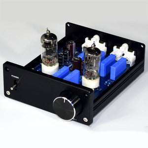 HiFi Vacuum Stereo Tube Preamp Tube Preamplifier Digital Preamp 6J1 Black + Power Supply