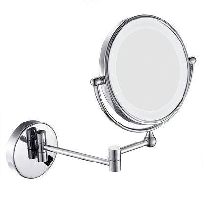 8" Wall Mount Lighted Makeup Mirror Folding 3x Magnification Double-Sided Chrome Finish