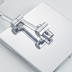 8" Square Wall Mount Lighted Makeup Mirror Folding 3X Makeup Mirror Chrome Finish