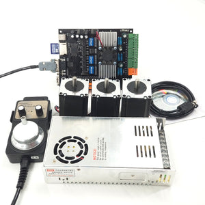 USB CNC 3 Axis Kit 3pcs Nema23 Stepper Motor 57+MDK2 Motor Controller Board+1pc Handwheel+1pc Power