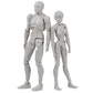 2pcs Anime Figures Male + Female Action Figure Anime Set PVC Doll Figures Gray