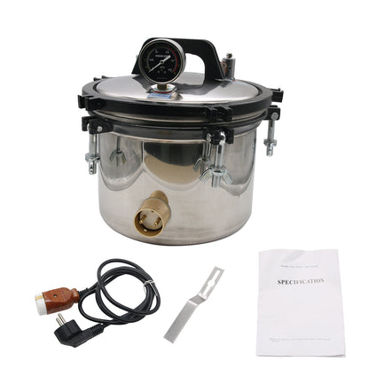 12L Pressure Steam Sterilizer Autoclave (Inner Bucket 8L) Anti-Burning Dual Heating High Pressure
