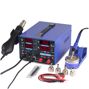 3 In 1 Soldering Rework Station 110V + Hot Air Gun + 15V 2A DC Power Supply 853D USB 2A