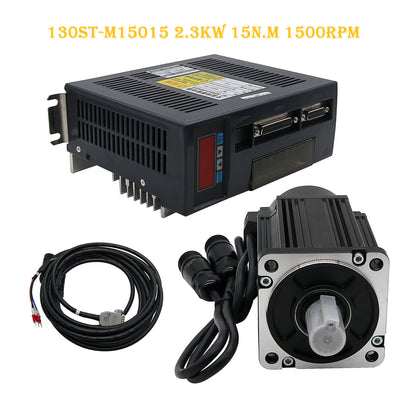 130ST-M15015 AC Servo Motor Kit 2.3KW 15N.M 1500RPM + Driver + Cables Servo Motor Kit