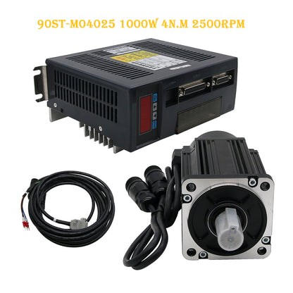 90ST-M04025 AC Servo Motor Kit 1000W 4N.M 2500RPM + Driver + Cables Servo Motor Kit