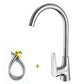 Kitchen Sink Faucet + Two Hoses + Two Angle Valves Chrome Finish for Hot &amp; Cold Water